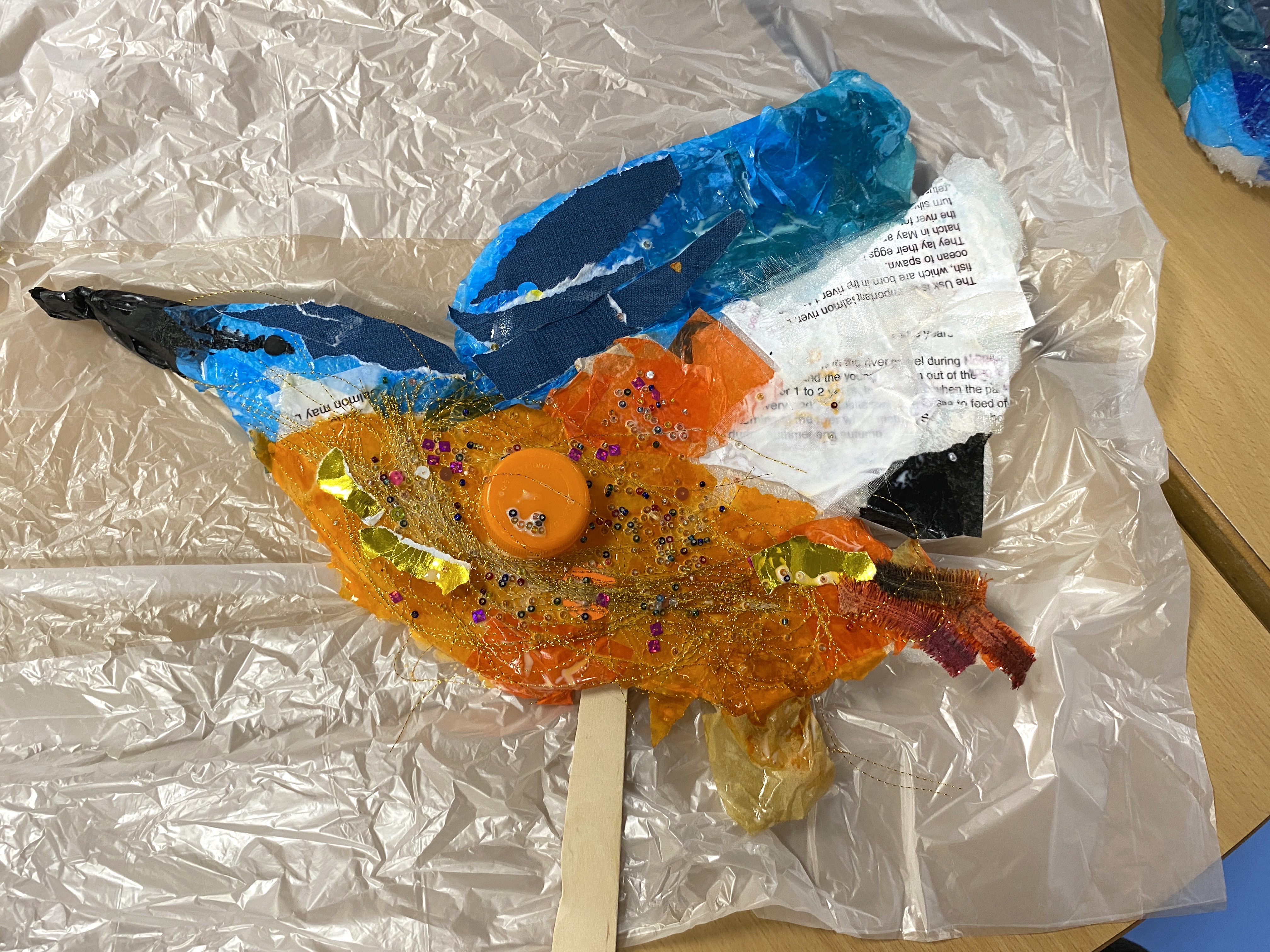 kingfisher made from waste materials