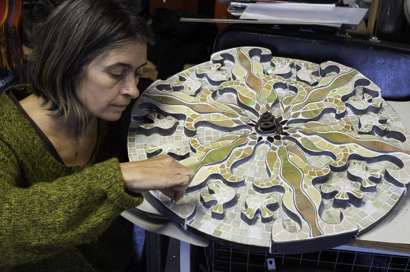 women making a mosaic