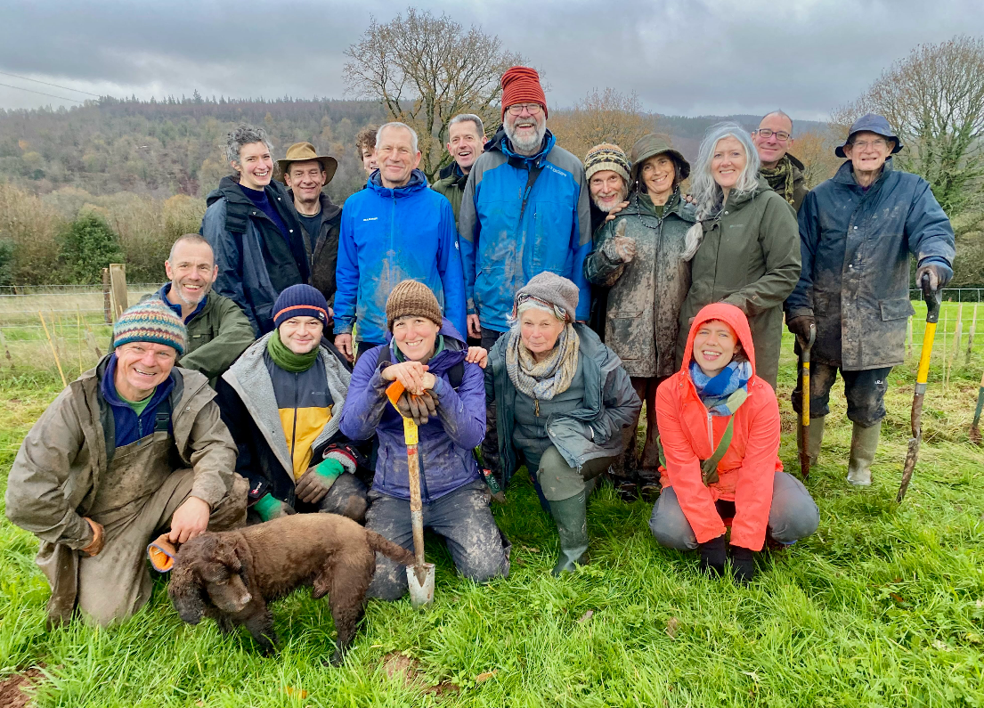 Stump up for trees organisation. group photo after planting trees at Awen Bach